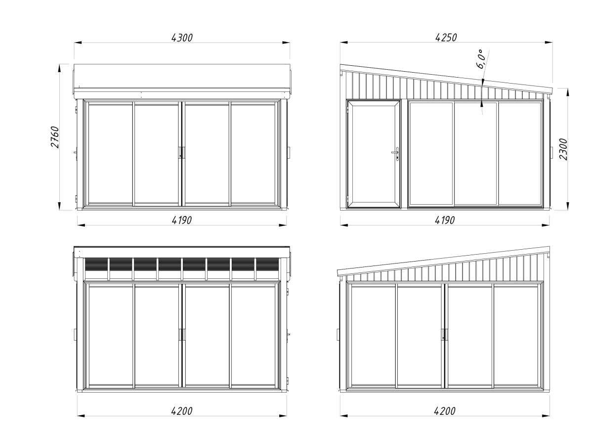 Palmako Winter Garden Lumi 16.6 m² Slide – 420 x 420 x 276 cm