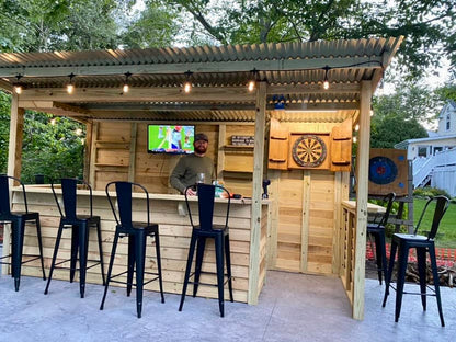 The Dartford - Dunbar 13 x 5 Outdoor Bar with Dartboard Extension