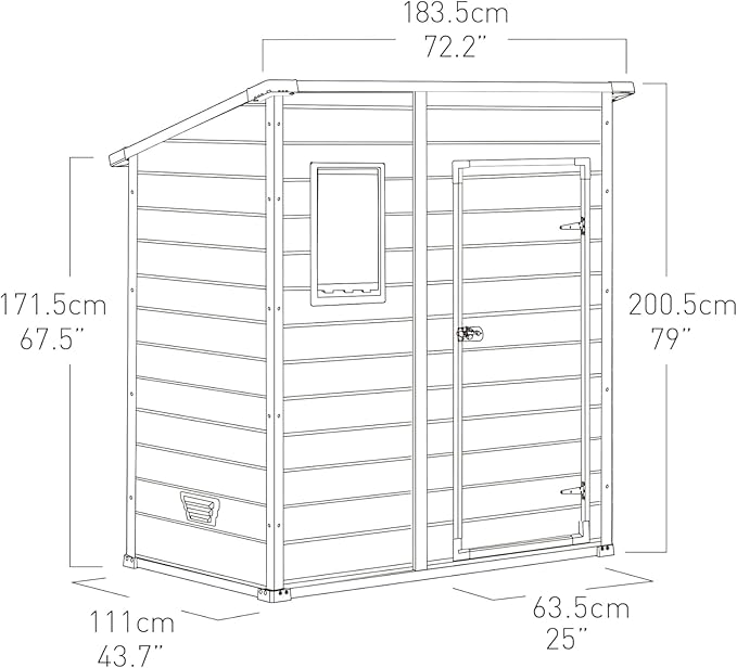 Keter Resin Garden Shed Manor Pent 6x4 – 183.5 x 111 x 200.5 cm | Grey