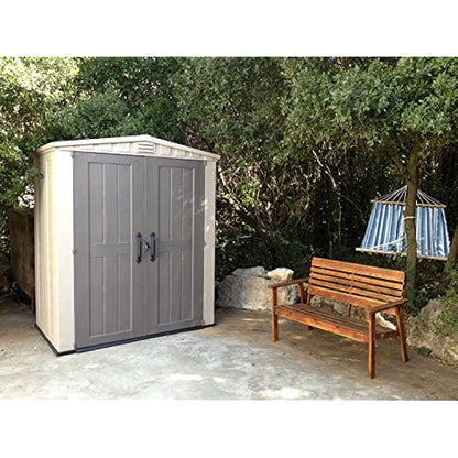 Keter Factor 6x3 Outdoor Storage Shed – 177.8 x 113 x 208.3 cm | Taupe & Brown