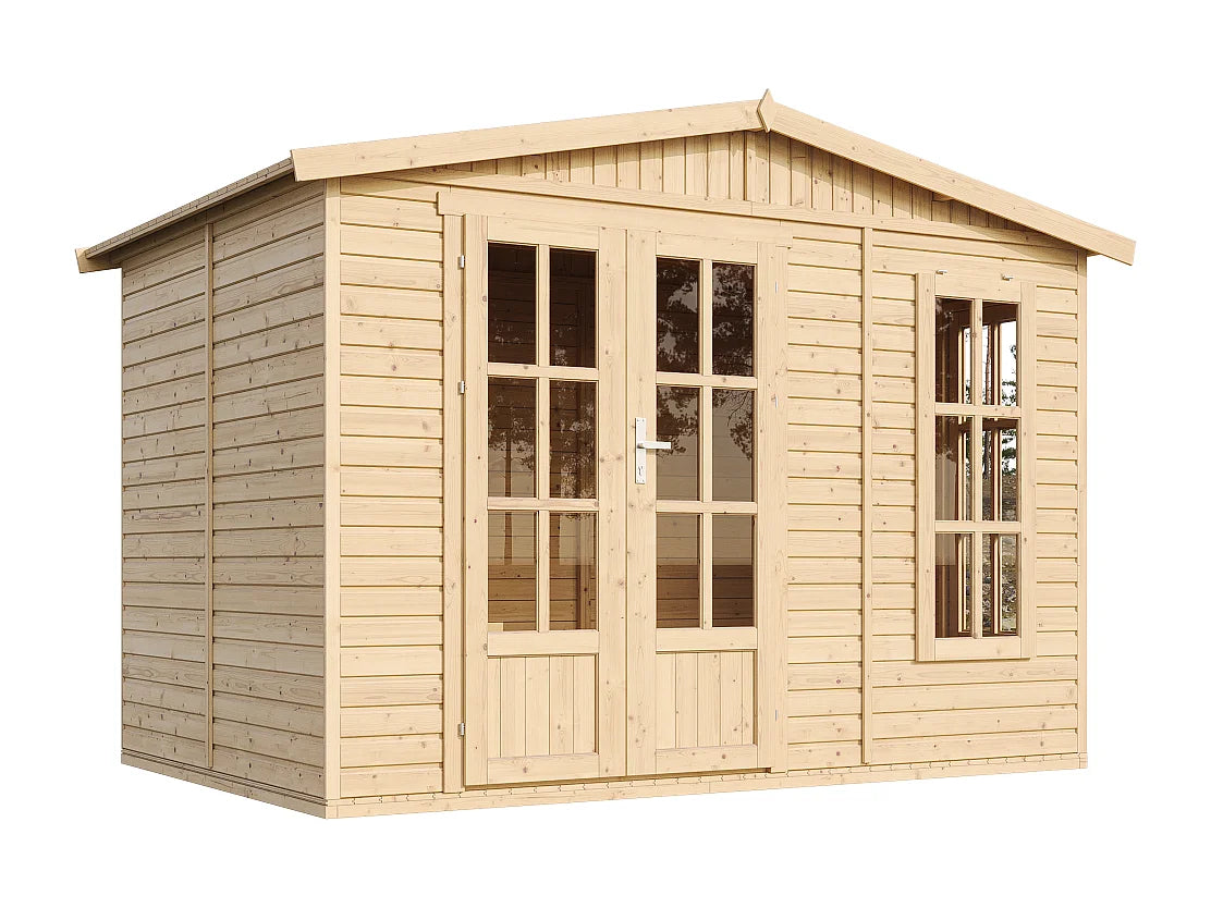 Timbela M334FB Garden Office with Floor and Roof Panels 6 m² – 232 x 332 x 222 cm (Green)