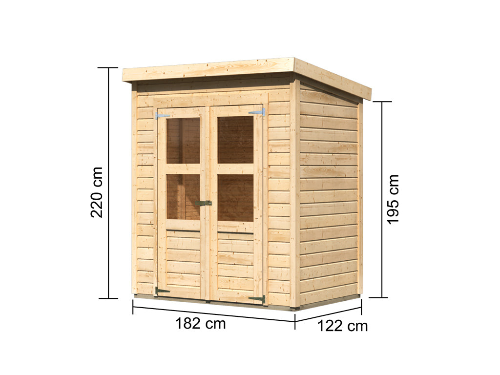 Karibu Tool House Merseburg 2 ECO 14mm Untreated – 189 x 142 x 220 cm