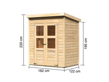 Karibu Tool House Merseburg 2 ECO 14mm Untreated – 189 x 142 x 220 cm