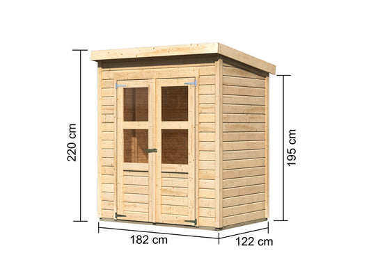 Karibu Tool House Merseburg 2 ECO 14mm Untreated – 189 x 142 x 220 cm