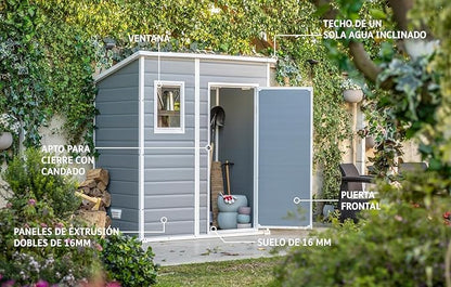 Keter Resin Garden Shed Manor Pent 6x4 – 183.5 x 111 x 200.5 cm | Grey