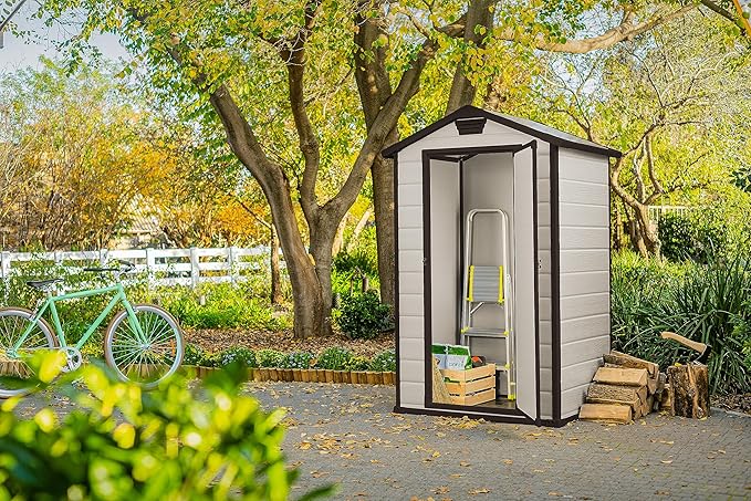 Keter Resin Garden Shed Manor 4x3 – 128 x 94 x 196 cm | Beige