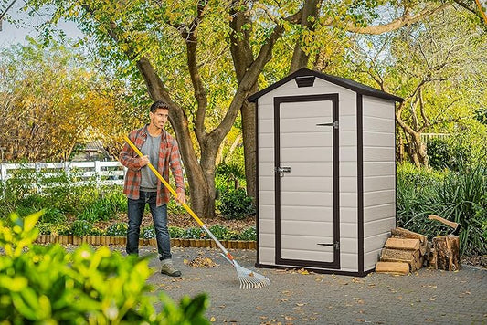 Keter Resin Garden Shed Manor 4x3 – 128 x 94 x 196 cm | Beige