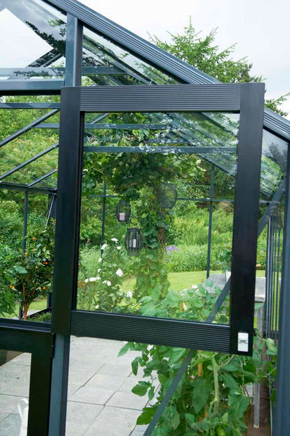 Juliana Compact 7x7 Greenhouse – Anthracite/Black | 3mm Toughened Glass | 224 x 224 x 226 cm