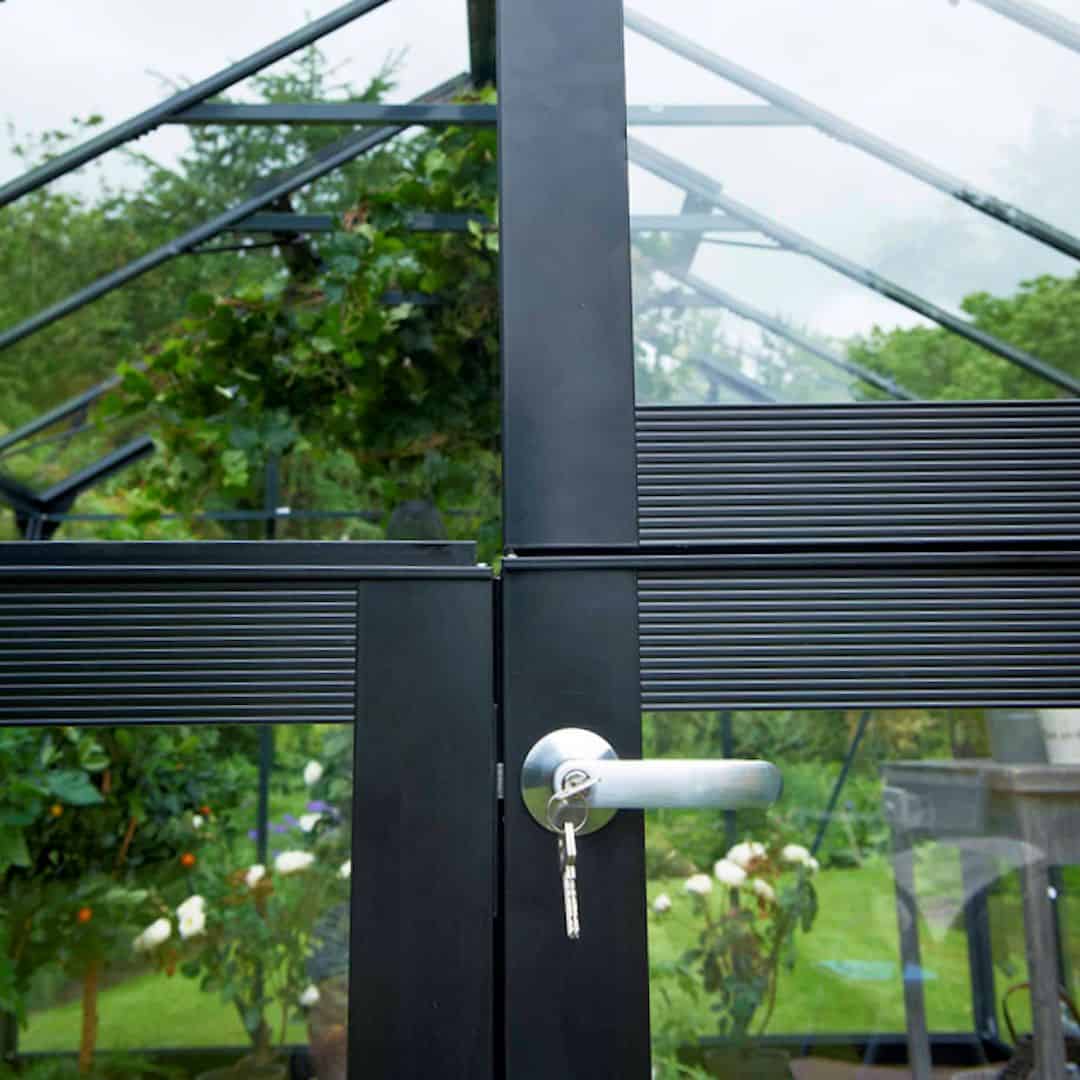 Juliana Compact 7x7 Greenhouse – Anthracite/Black | 3mm Toughened Glass | 224 x 224 x 226 cm