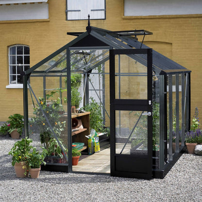 Juliana Compact 7x7 Greenhouse – Anthracite/Black | 3mm Toughened Glass | 224 x 224 x 226 cm