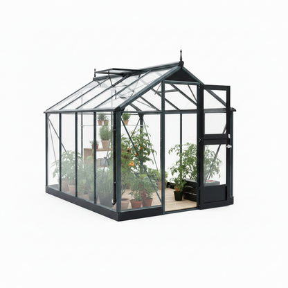 Juliana Compact 7x7 Greenhouse – Anthracite/Black | 3mm Toughened Glass | 224 x 224 x 226 cm