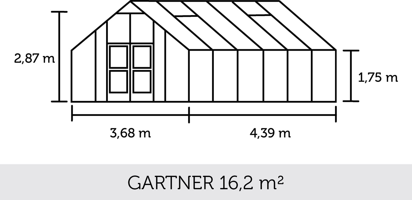 14x12 Juliana Gartner Aluminium Greenhouse - 3mm Toughened Glass