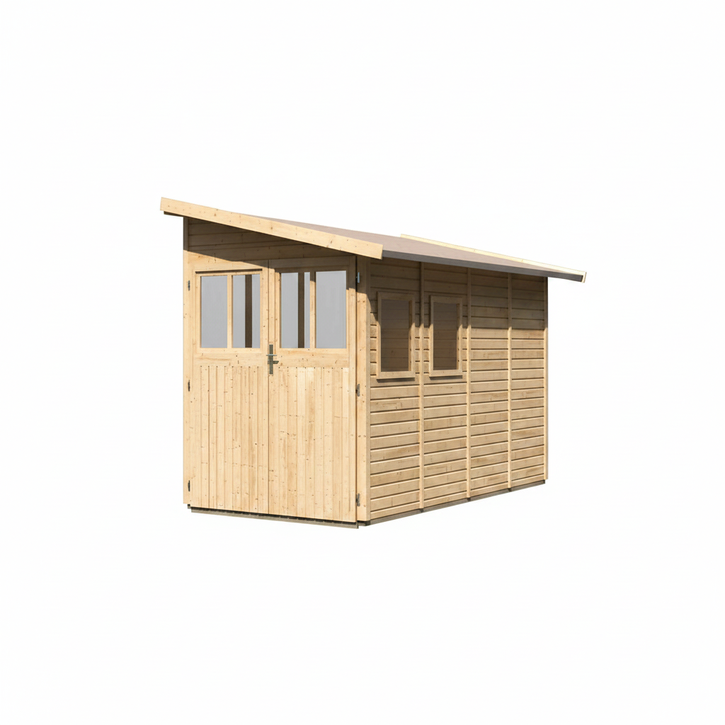 Karibu Shed Extension Wandlitz 4 19mm Natural Finish – 200 x 408 x 230 cm