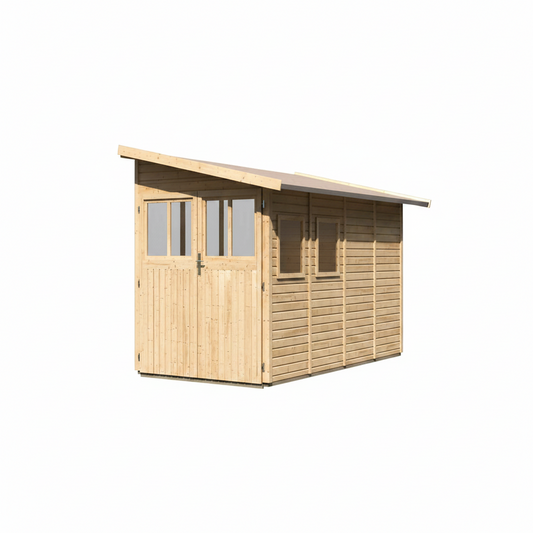 Karibu Shed Extension Wandlitz 4 19mm Natural Finish – 200 x 408 x 230 cm
