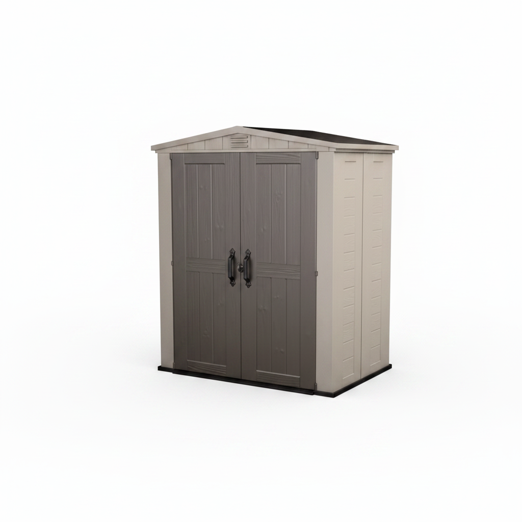 Keter Factor 6x3 Outdoor Storage Shed – 177.8 x 113 x 208.3 cm | Taupe & Brown