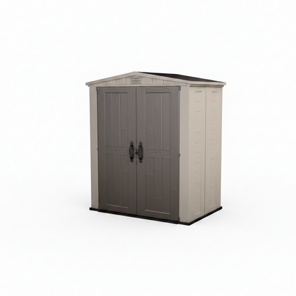 Keter Factor 6x3 Outdoor Storage Shed – 177.8 x 113 x 208.3 cm | Taupe & Brown