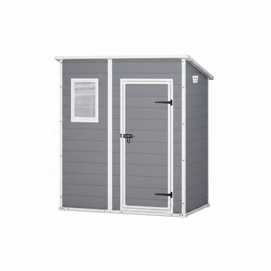 Keter Resin Garden Shed Manor Pent 6x4 – 183.5 x 111 x 200.5 cm | Grey