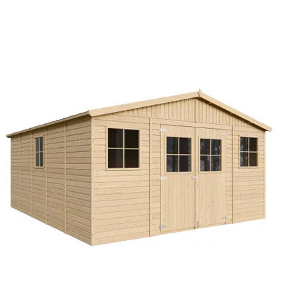 Timbela M333 Wooden Garden Shed 20 m² – 418 x 522 x H246 cm – Garden House Without Floor