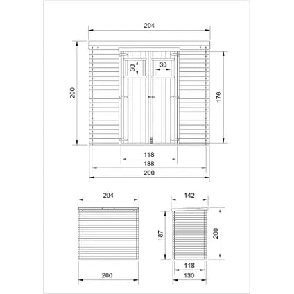 Timbela M311 - Wooden Garden Shed 2.22 m² - Workshop for Tool and Bicycle Storage