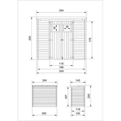 Timbela M311 - Wooden Garden Shed 2.22 m² - Workshop for Tool and Bicycle Storage