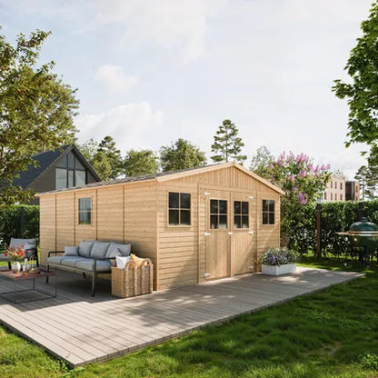 Timbela M333 Wooden Garden Shed 20 m² – 418 x 522 x H246 cm – Garden House Without Floor